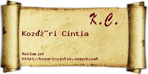Kozári Cintia névjegykártya